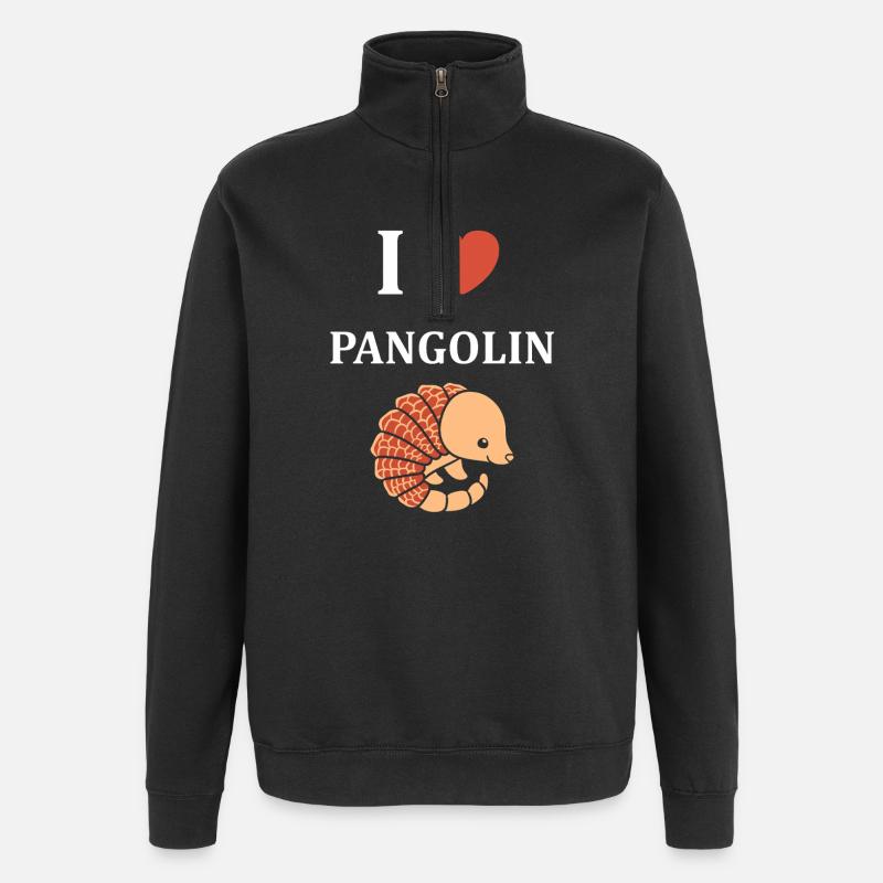 J'aime le pangolin - Sweat à zip 1/4 - noir