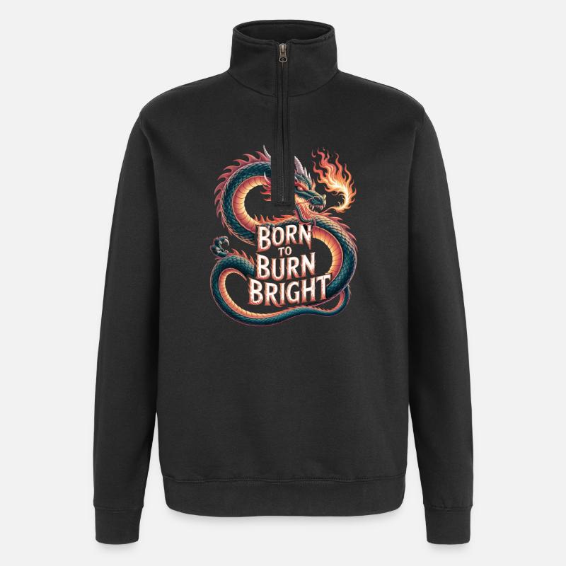 Drache – Born to Burn Bright - Quarter-Zip-Sweatshirt - Schwarz