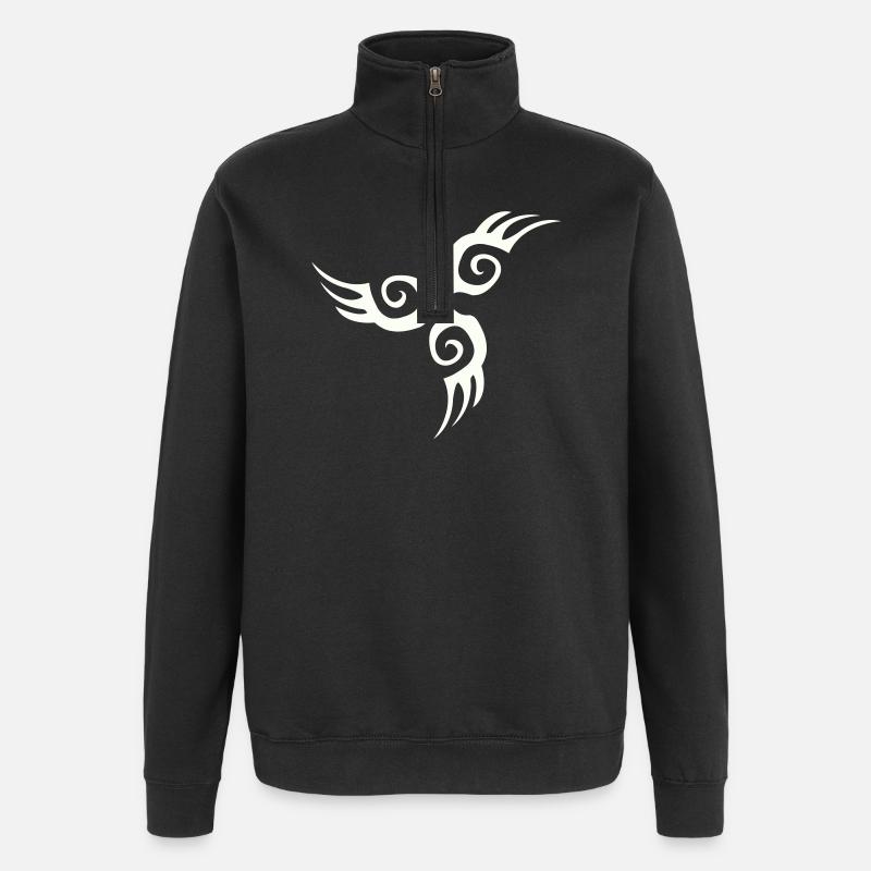 Tatouage de silhouette d’aile tribale - Sweat à zip 1/4 - noir