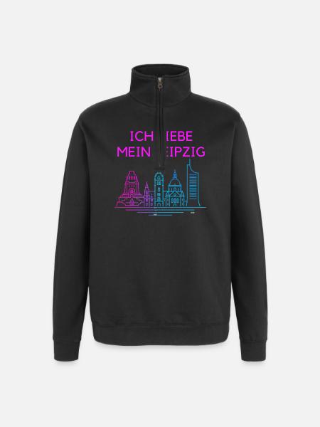 I love my Leipzig Neon Skyline - Quarter-Zip Sweatshirt - black