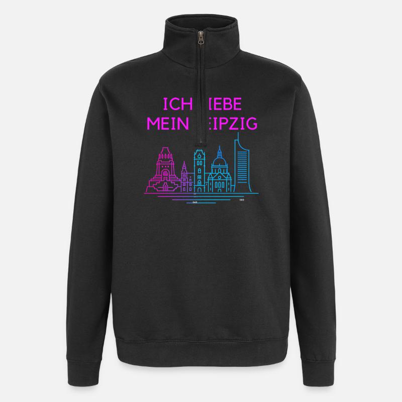 I love my Leipzig Neon Skyline - Quarter-Zip Sweatshirt - black