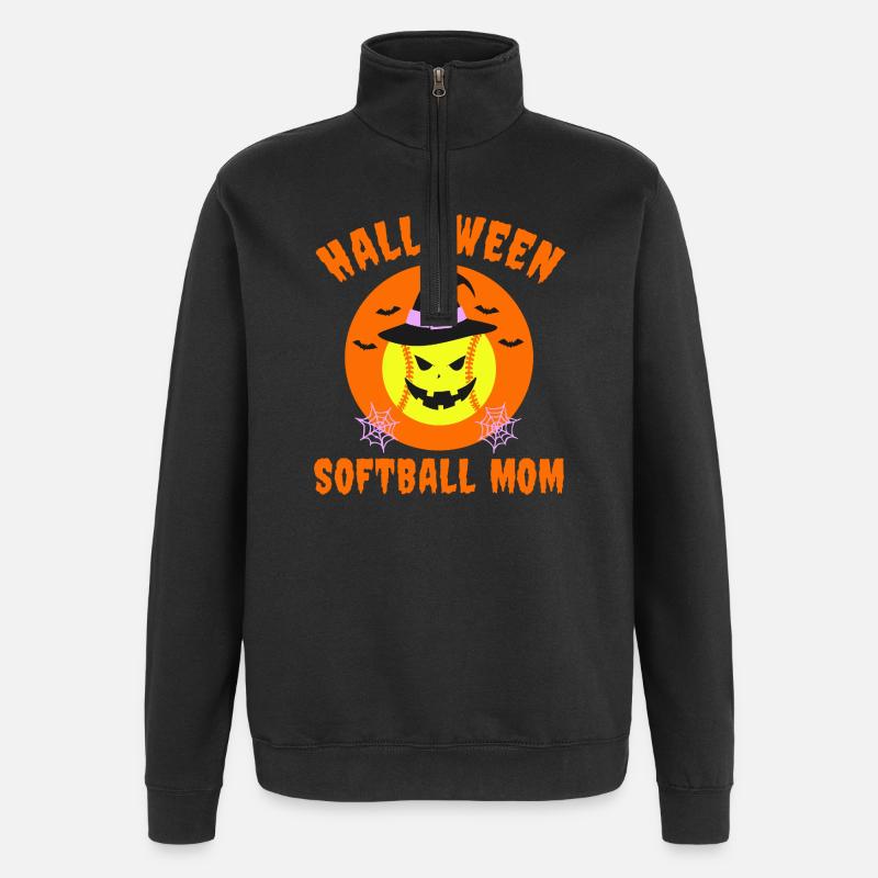 Halloween Softball Mama Design - Quarter-Zip-Sweatshirt - Schwarz