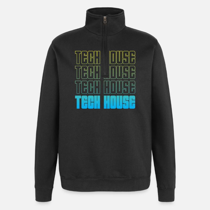 Tech House Neon Repeat - Quarter-Zip Sweatshirt - black