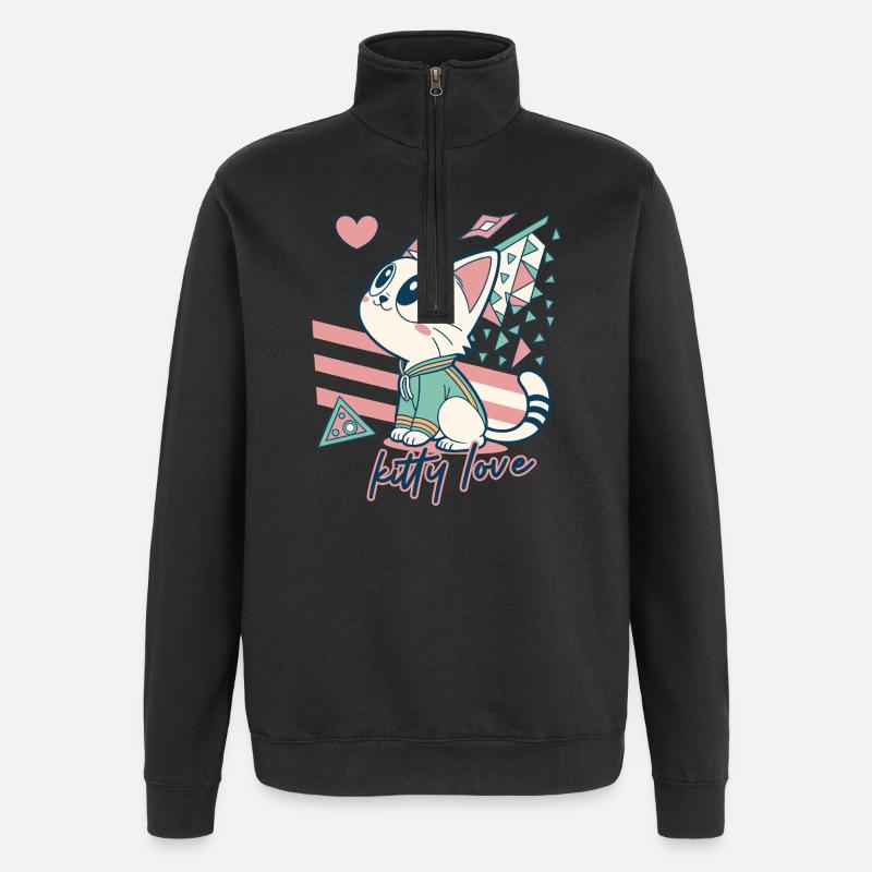 Kitty Love Pop Art géométrique - Sweat à zip 1/4 - noir