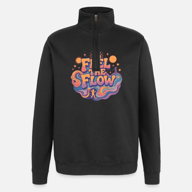 Psychedelic Retro – Feel the Flow - Quarter-Zip Sweatshirt - black