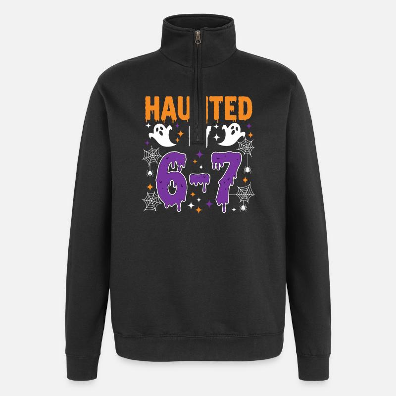 Hanté par 67 mème drôle - Sweat à zip 1/4 - noir