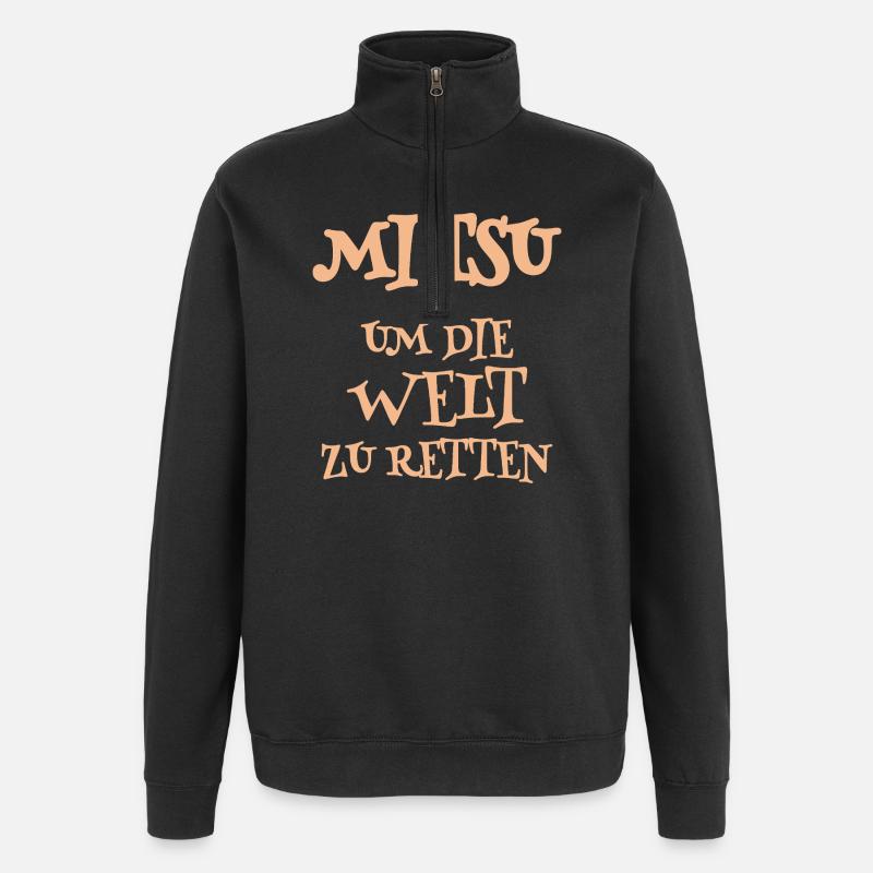 Mitsu - Sweat à zip 1/4 - noir