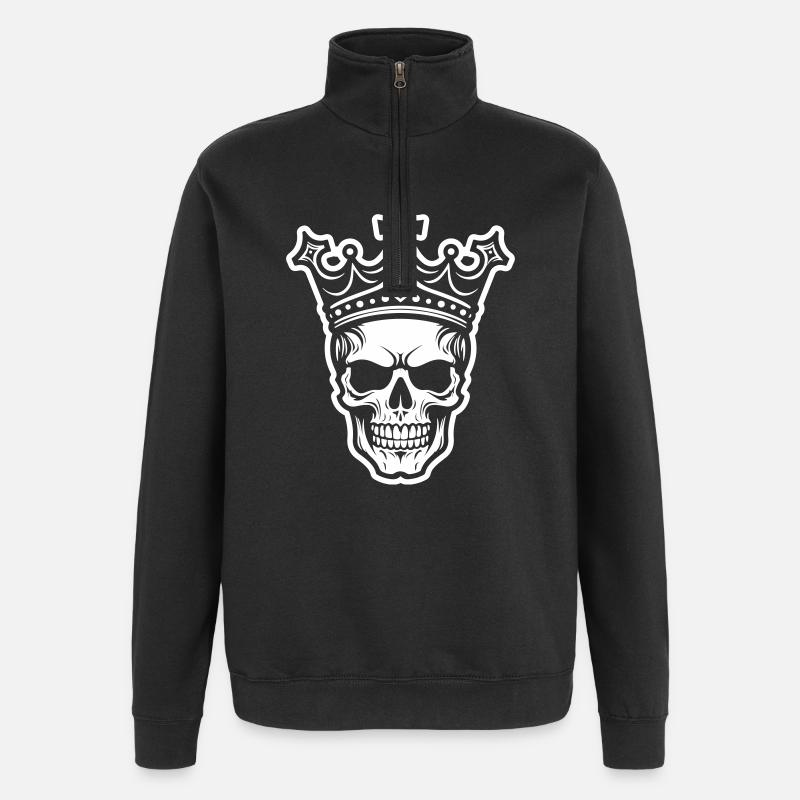 Crâne Roi Couronne Crâne - Sweat à zip 1/4 - noir