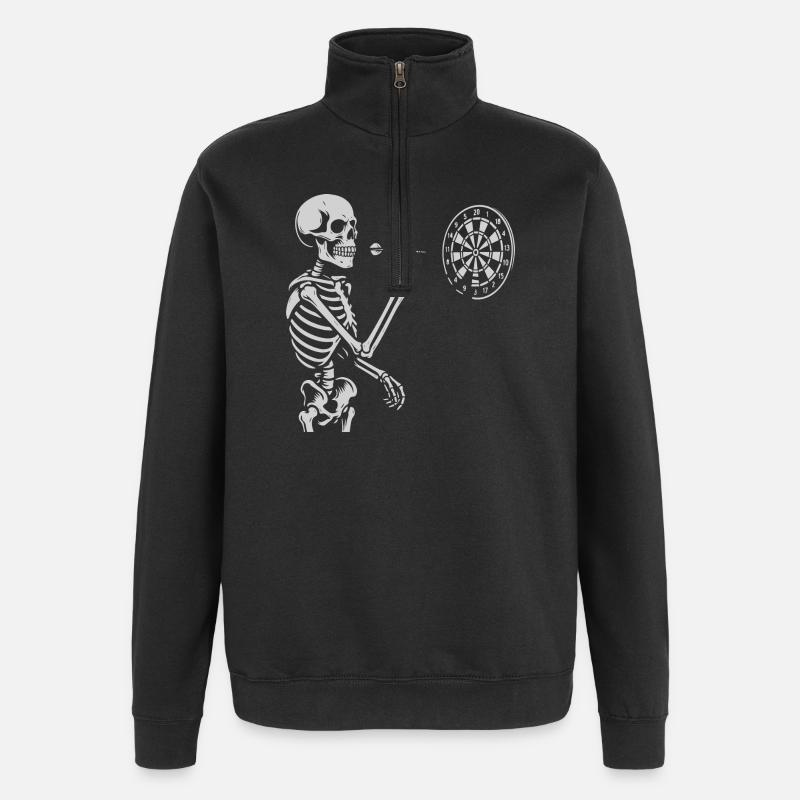 Skeleton playing darts game - Quarter-Zip Sweatshirt - black