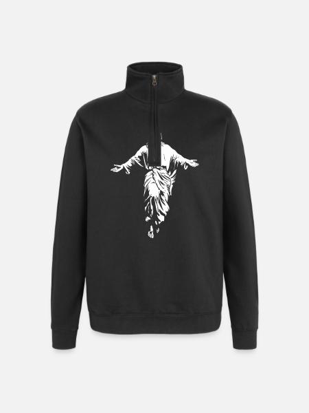 Jesus Christ Christian God - Quarter-Zip Sweatshirt - black