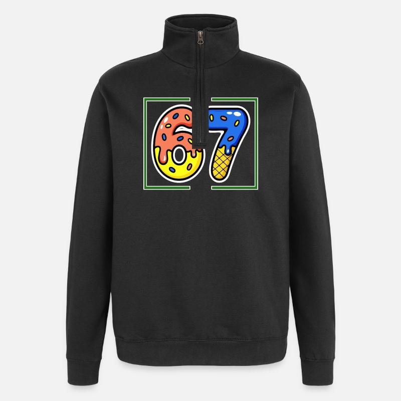 Soixante-sept, 67, 6, 7 - Sweat à zip 1/4 - noir
