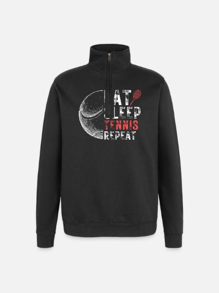 Eat Sleep Tennis Repeat - Quarter-Zip Sweatshirt - black