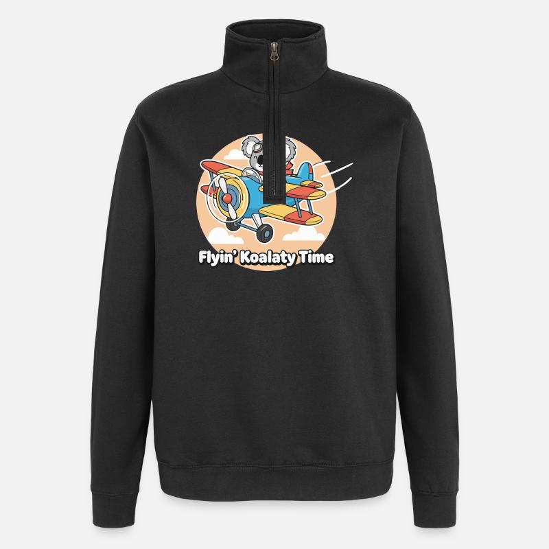 Aventure de vol de koala - Sweat à zip 1/4 - noir