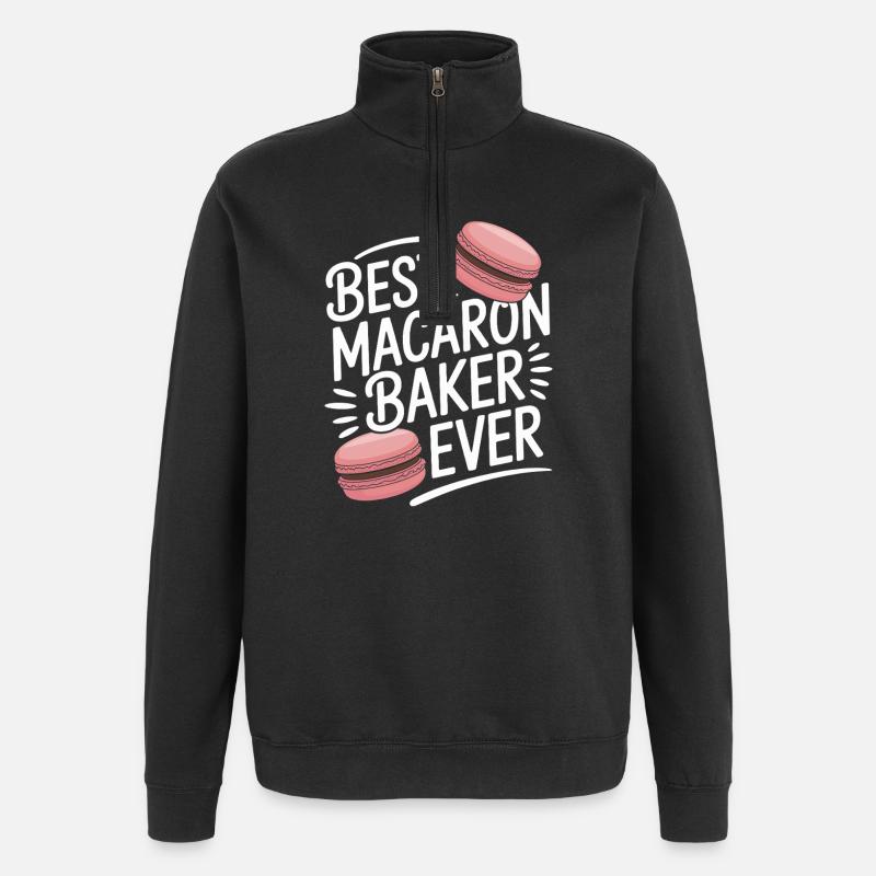 Macaron Desserts Français - Sweat à zip 1/4 - noir