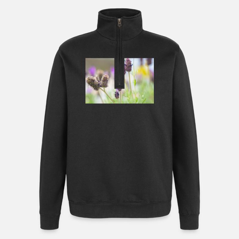 Lavande délicate en fleurs - Sweat à zip 1/4 - noir