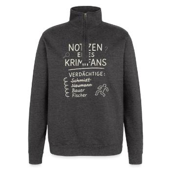 Notizen eines Krimifans – Lustiges True Crime Shir - Quarter-Zip-Sweatshirt - Anthrazit - Vorne - AI Model Female 172 light (172cm) & AI Model Male 178 dark (178cm)