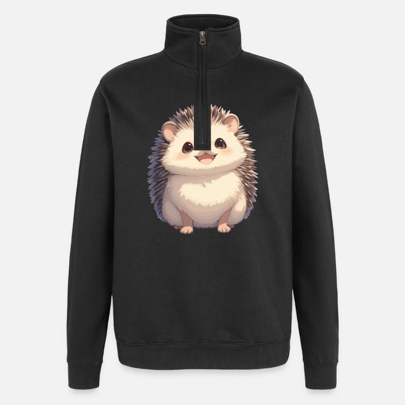 Hérisson - Sweat à zip 1/4 - noir