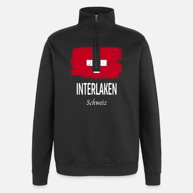 Interlaken - Quarter-Zip-Sweatshirt - Schwarz