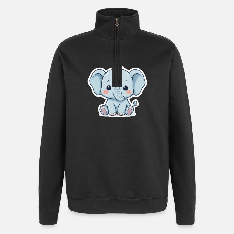 Blue Baby Elephant Sticker - Quarter-Zip Sweatshirt - black