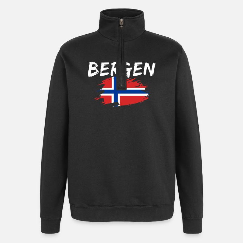 Bergen Norwegen - Quarter-Zip-Sweatshirt - Schwarz