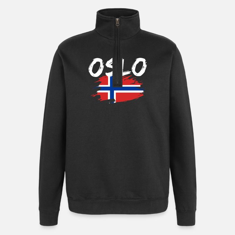 Oslo Norwegen - Quarter-Zip-Sweatshirt - Schwarz