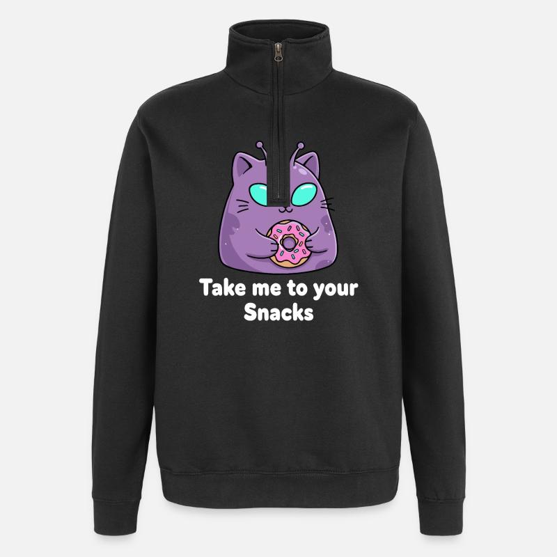 Cute Donut Cat Snack Seducer - Quarter-Zip Sweatshirt - black