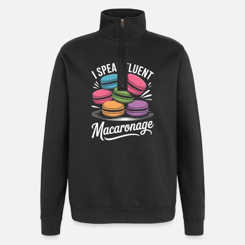 Macaron Desserts Français - Sweat à zip 1/4 - noir