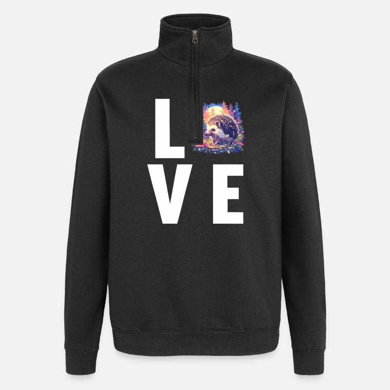 Igel - Quarter-Zip-Sweatshirt - Schwarz