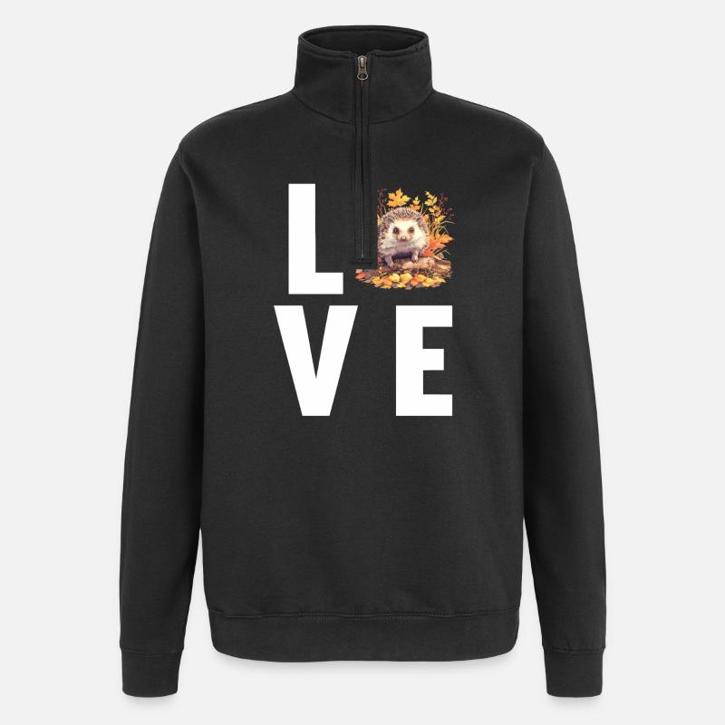 Hérisson - Sweat à zip 1/4 - noir