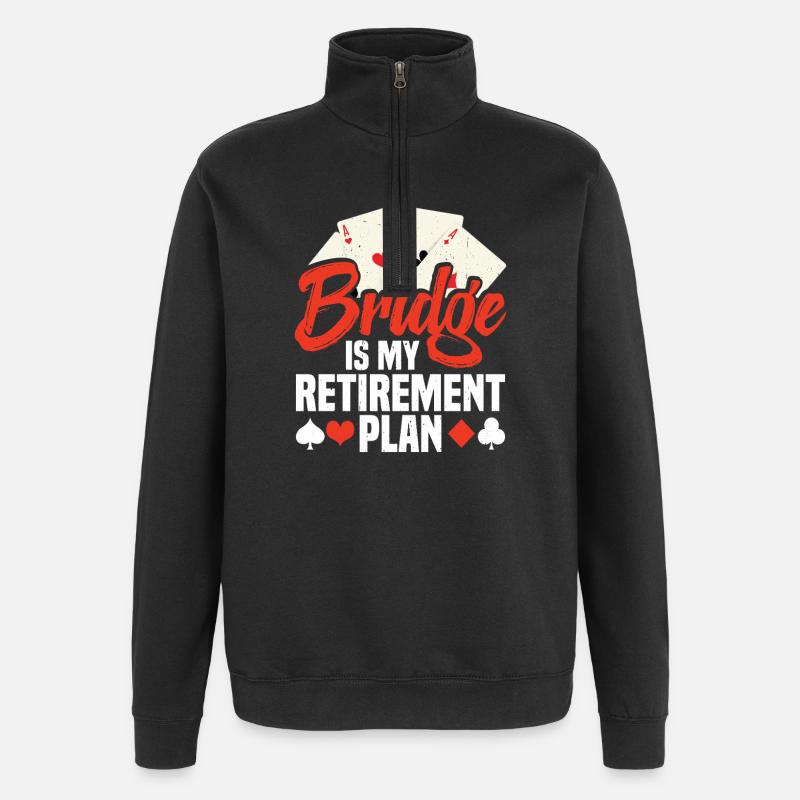 Bridge Is My Retirement Plan - Quarter-Zip Sweatshirt - black