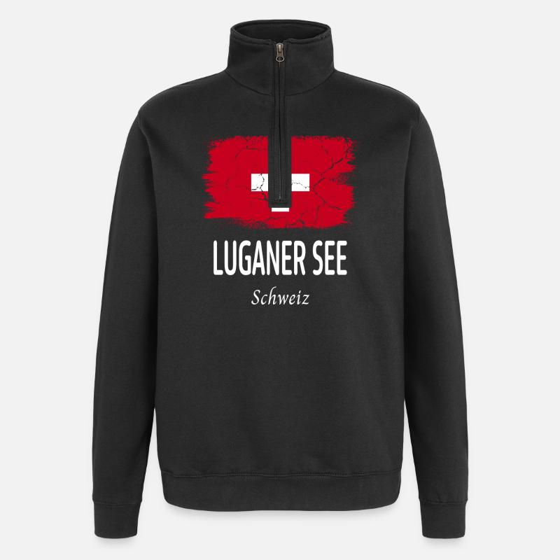 Luganer See - Quarter-Zip-Sweatshirt - Schwarz