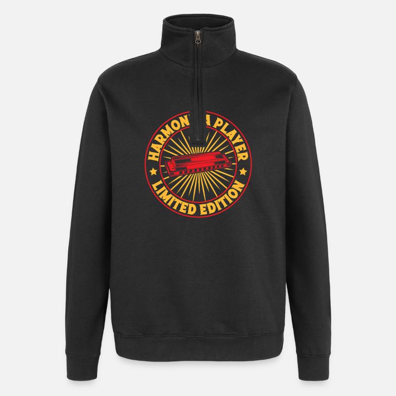 Funny Harmonica Player LImited Edition Harmonica - Quarter-Zip-Sweatshirt - Schwarz