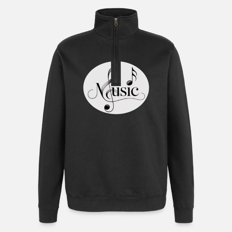 Musikschrift mit Notenornament - Quarter-Zip-Sweatshirt - Schwarz