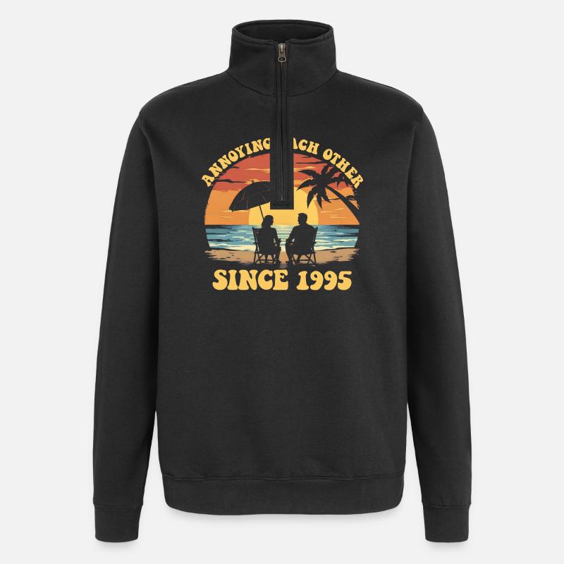 Anniversaire du harcèlement mutuel depuis 1995 - Sweat à zip 1/4 - noir