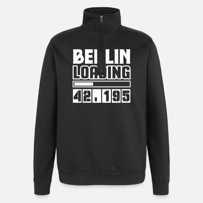Berlin Loading 42,195 - Quarter-Zip Sweatshirt - black