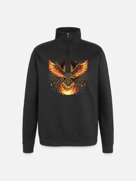 Phönixkrieger mit Flammenflügeln Azteken - Quarter-Zip-Sweatshirt - Schwarz
