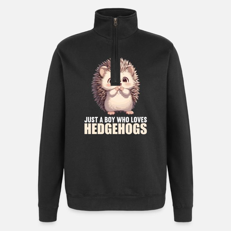Hérisson - Sweat à zip 1/4 - noir