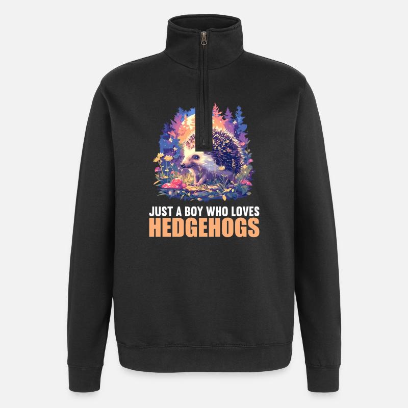 Hedgehog - Quarter-Zip Sweatshirt - black