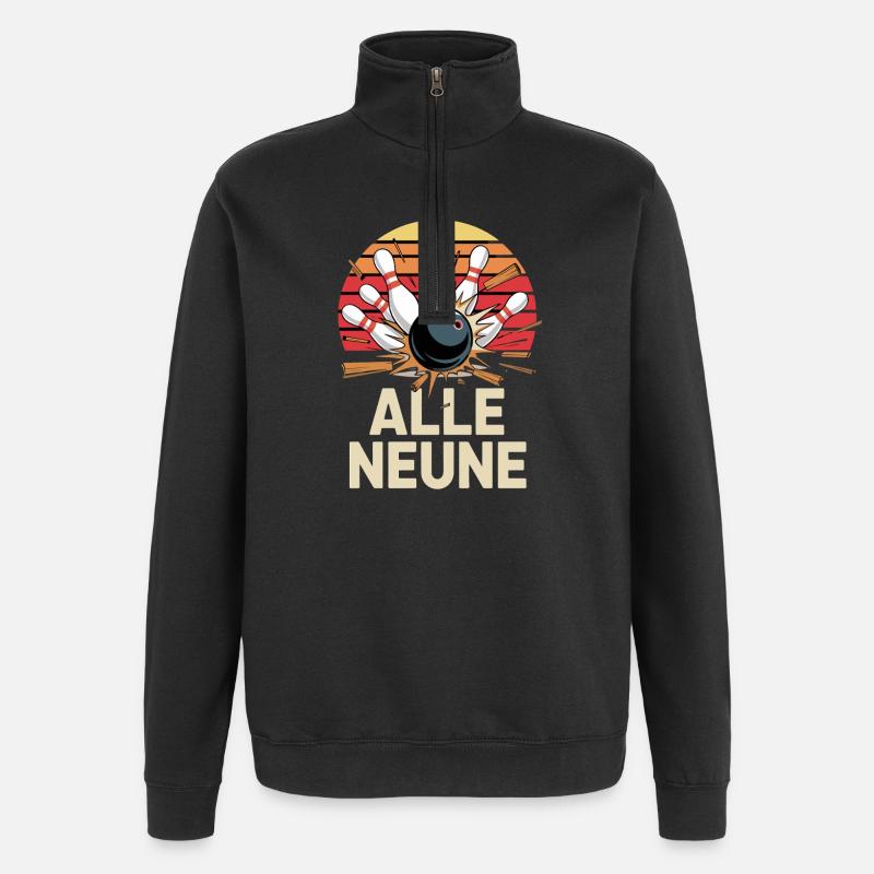 All Nine Bowling Strikes Design - Quarter-Zip Sweatshirt - black