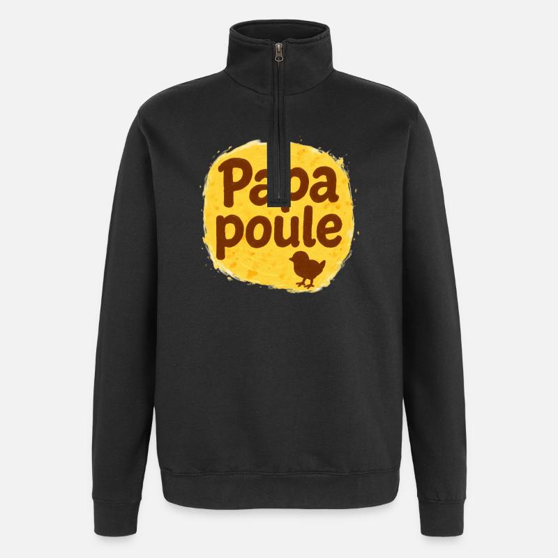 Papa Poule - Father's Day - Quarter-Zip Sweatshirt - black