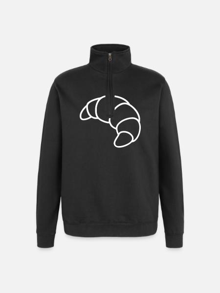 Croissant Sketch – French Breakfast Motif - Quarter-Zip Sweatshirt - black