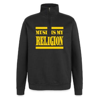 Musik ist meine Religion – Sonderausgabe - Quarter-Zip-Sweatshirt - Schwarz - Vorne - AI Model Female 172 light (172cm) & AI Model Male 178 dark (178cm)
