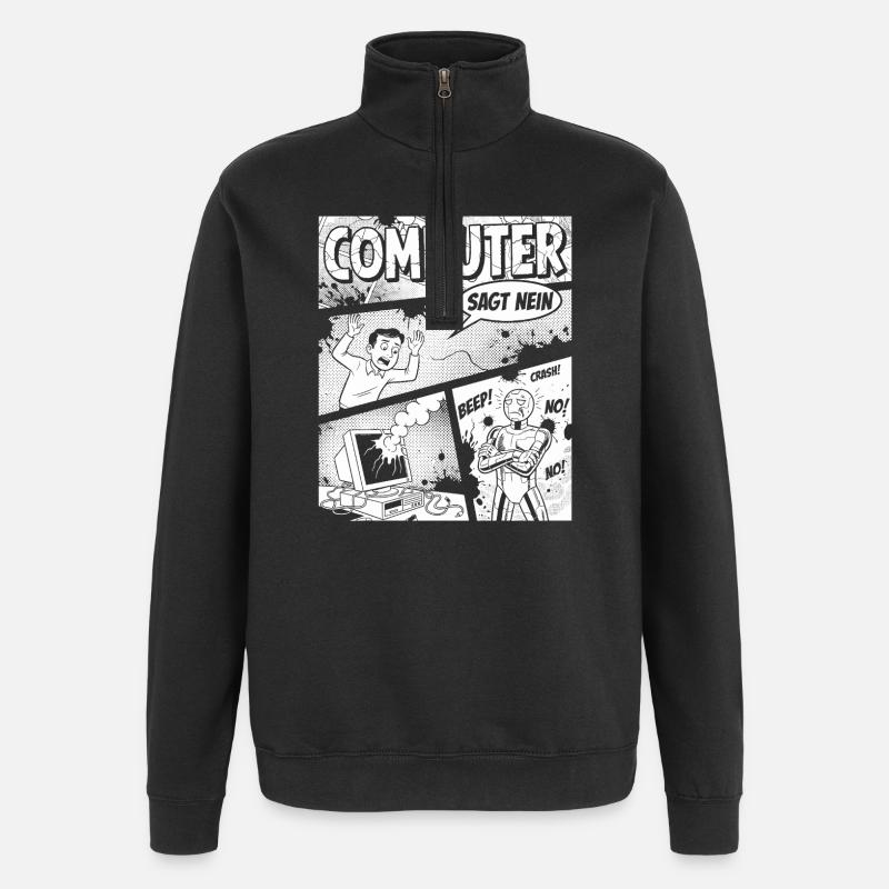 Retro Computer Comic Says No - Quarter-Zip Sweatshirt - black
