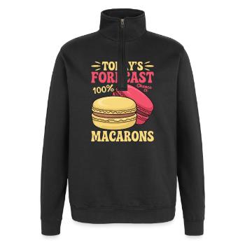 Macaron French Desserts - Quarter-Zip Sweatshirt - black - Front - AI Model Female 172 light (172cm) & AI Model Male 178 dark (178cm)