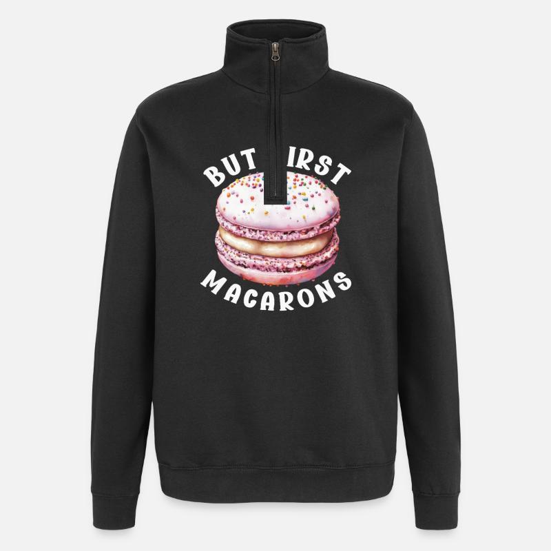 Macaron Desserts Français - Sweat à zip 1/4 - noir