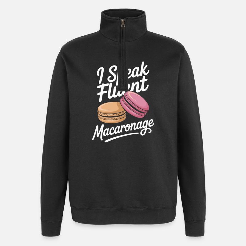 Macaron Desserts Français - Sweat à zip 1/4 - noir