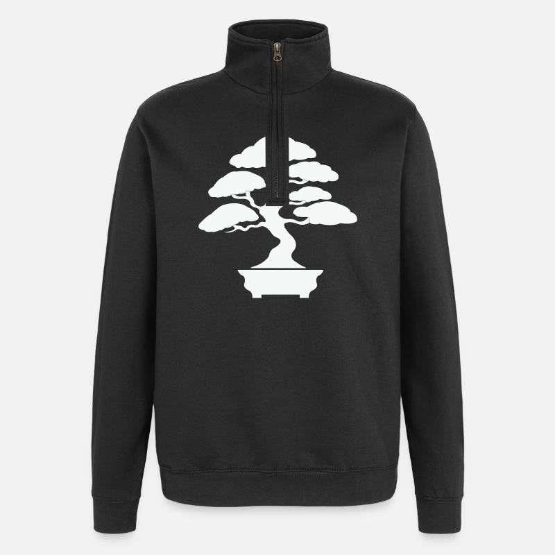 Silhouette de bonsaï zen - Sweat à zip 1/4 - noir