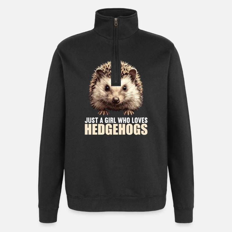 Hérisson - Sweat à zip 1/4 - noir