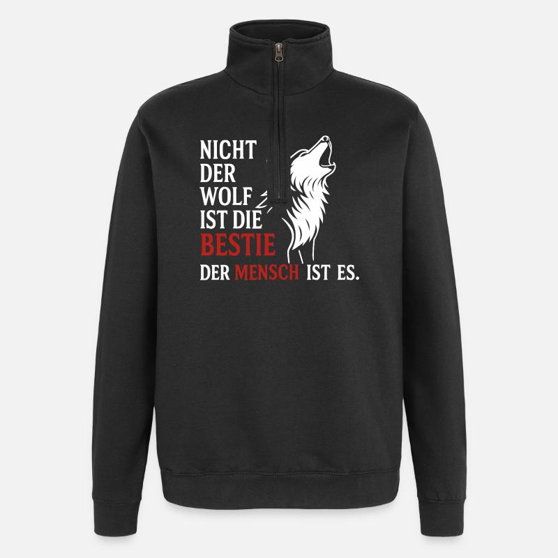 CoolesWolfs design with saying - Quarter-Zip Sweatshirt - black