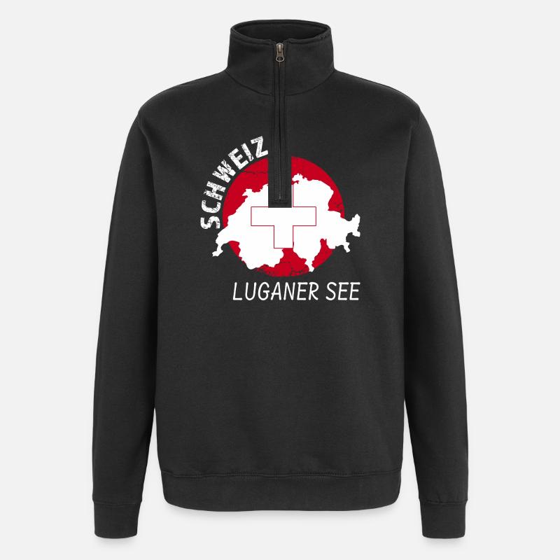 Luganer See - Quarter-Zip-Sweatshirt - Schwarz